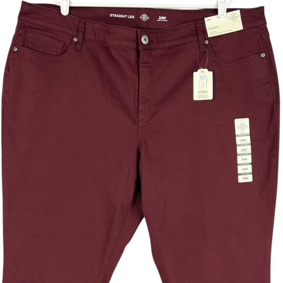 NWT St. John's Bay Women's Stretch Straight Mid Rise Burgundy Jeans Plus Sz 24W - Picture 3 of 11